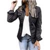 Generisch Giacca in jeans da donna, elasticizzata, oversize, colore nero, primaverile, elegante, in denim, vintage, per il tempo libero, con bottoni, Y2K, Nero , s