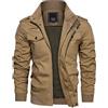 KEFITEVD - Bomber mimetico da uomo, stile cargo, giacca da lavoro, casual, con zip intera, giacca a vento