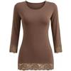 dolcecasabiancheria Tramonte Maglia Donna Leonida in Micro Modal con Pizzo, Sottogiacca Elegante Anallergico, 100% Made in Italy (Nocciola, S/M)