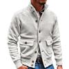 Duohropke Cardigan da uomo con scollo a V, con chiusura a bottoni e tasche, maglione invernale alla moda, per attività all'aria aperta, bianco, L