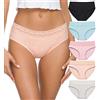 GNEPH Hipster Mutandine da donna in cotone intimo pizzo bikini hip-Huggers mutandine Pack - Rosa - Medium