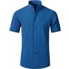 WSLCN Camicia da uomo senza pieghe, vestibilità regolare, elasticizzata, con bottoni, stile casual, da lavoro, formale, con bottoni, (Manica corta) Blu, XXX-Small