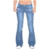 Generico Jeans da Donna Eleganti Jeans Donna Vita Bassa a Gamba Larga Lavoro Pantaloni Denim con Tasconi Comodo Pants Basic Estivo Pantalone e Ragazza Streetwear Casual Pantaloni