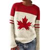 Generic Maglione a maglia grossa da donna in pile maglioni da donna larghi comodi girocollo a maniche lunghe maglioni lavorati a maglia da donna oversize con stampa foglia d'acero maglioni per donna autunno
