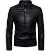 Duohropke Giacca in pelle da uomo vintage alla moda, giacca in pelle, a maniche lunghe, per autunno e inverno, colletto alto, da club, giacca da aviatore, giacca in similpelle, Nero , M