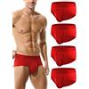 HOEREV Pack di 4 Slip da Uomo in Modale Super Morbido Biancheria Intima,Pack di 4 Rosso,XL