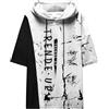 KENAIJING Maglietta con Cappuccio Uomo Felpa Patchwork Maniche Corte | Cotone traspirante, cappuccio regolabile, stampa frontale e tasca pratica, stile street per l'estate maschile