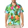 King Kameha Camicia Hawaiana Uomo Maniche Corte - Camicia Estiva Aloha con Stampa Ananas