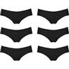 Cotonella 6 Paia di Culotte Panty Vita Bassa in Microfibra Senza Cuciture, Linea Invisibile. Articolo 8142 Nero Taglia 2