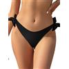 SHEKINI Donna Slip Bikini Perizoma Brasiliano Nuoto Tronchi Sexy alla Ties-up Costumi da Bagno Chic Tanga da Donne Vita Bassa Cheeky Fondo Bikini da Spiaggia（L,B-Nero）