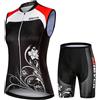Mydawan Completo Ciclismo Donna Estivo Abbigliamento Bici MTB,Tuta Ciclista Maglietta da Ciclo Senza Maniche Gilet e Pantaloncini Short Bike con 19D Gel Imbottiti,Maglia Bicicletta Asciugatura Rapida|7,XXL