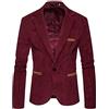 Darringls Giacca da uomo in corda, casual, blazer, sportiva, da lavoro, colore marrone, elegante, in tessuto di corda, da uomo, moderna, sportiva, per tutti i giorni e il lavoro, Colore: rosso, L
