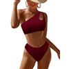 JFAN Bikini Donna con Una Spalla Scava Fuori la Stampa Serpentina in Due Pezzi Costume da Bagno a Vita Alta Bikini Donna Mare Donna in Moda Mare Push Up，Vino Rosso XL