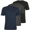 SalGiu Maglia Intima (3 Pezzi) 100% Caldo Cotone Uomo Felpata Mezza Manica Scollo a V Invernale (7, Blu Nero Grigio)