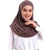 ihvan online, Hijab musulmano per le donne, pronto da indossare, morbido, leggero e confortevole, bandana lungo sciarpe, marrone, Taglia unica