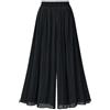 Leyoutx Pantaloni Culottes da Donna in Chiffon a Pieghe con Elastico in Vita Corta a Gamba Larga, Nero, S