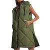 Imily Bela Gilet da donna trapuntato con cappuccio lungo senza maniche giacca gilet di transizione gilet lungo, verde militare, M
