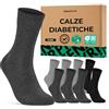 ZENAPHYR - Set di 8 Paia Calzini per diabetici Senza Elastico Donna Uomo, Calze senza cuciture in cotone, Nero Grigio 43-46