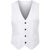 OMZIN Gilet Da Uomo Retrò In Raso Tinta Unita Con Scollo A V Slim Fit Button Down Tuxedo Gilet Formale Da Lavoro Bianco S