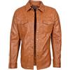 House Of Leather Camicia da uomo in vera pelle classica stile Western Trucker Oliver, Marrone chiaro, XXL