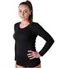New Day intimo eccezionale Made in Italy - Camicia 3 Underwear in Caldo Cotone con Maniche Lunghe per Donna con Pizzo macramè o Sateen Neckline, satene/Nero, XXL