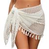 SEAUR Gonna da donna a maglia per la spiaggia, corta, trasparente, gonna avvolgente da spiaggia con cordoncino, mini sarong, pareo, a maglia, bikini cover up, rete a maglia, avvolgente, S-XL, L