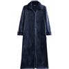 Generisch Pigiama da uomo in cotone flanella lunga da uomo, pigiama invernale in flanella, largo, spesso camicia da notte con chiusura lampo, pigiami da uomo caldi, Blu marino, XL