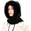 AYPOW Donna Inverno Termico Cappelli in Maglia e Sciarpe, 2 in 1 Caldo Antivento Regolabile Peluche Passamontagna con Scaldacollo, Moda Casual Cappuccio Elasticità Berretto per Sport all'Aria Aperta