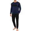 Marvmys Pigiama da Uomo Invernale Cotone Maniche Lunghe Girocollo Pigiamas Colori Contrastanti Casual Leggero Morbido Due Pezzi