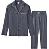 MoFiz Pigiama Uomo Cotone Modal Lungo Pigiami Due Pezzi Invernale Manica Lunga Pigiama Aperto Davanti Bottoni Morbido ed Elegante Abbigliamento da Notte Casa Grigio Taglia EU L