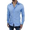 Evoga Camicia Uomo Sartoriale Casual Elegante Cerimonia in Cotone (L, Celeste)
