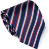 Remo Sartori - Cravatta in pura Seta Blu Regimental a Righe Bianche e Rosse, Made In Italy, Uomo