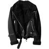 Hinewsa Donne Inverno Faux Pelle Di Pecora Giacche Signora Spessa Caldo Camoscio Agnelli Breve Moto Marrone Cappotti, Nero , S