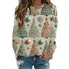 Generico Maglioncino Natalizio Maglioncino Natale Bambina Christmas Tree Sweatshirt Women Shiny Christmas Tree Graphic Shirt Casual Long Sleeve Pullover Blouse Maglione Donna Natale Maglione