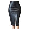 KVIVI Gonna Donna,Gonna In Pelle Gonna in ecopelle Delle donne Gonna Alta Vita al ginocchio Hip Ginocchio Split Skirt Skirt Lady Slim Gonna a matita (Color : Black, Size : S)