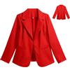 YYNUDA Blazer, giacca da donna leggera, da lavoro, elegante, maniche a 3/4, business, casual, tinta unita, con orlo arrotondato, giacca per feste e matrimoni, Colore: rosso, L