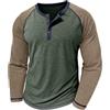 MakingDa Henley camicie da uomo lunghe maniche raglan slim fit bottoni blocco di colore camicia nonno casual smart tee top