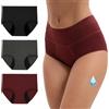 INNERSY Mutande Mestruali Donna Flusso Abbondante Intimo Bambù Pacco da 3 | Slip Ciclo Mestruale Vita Alta, Mutanda Assorbente Lavabili, Mutandine Post Parto, Culotte Impermeabile, A Prova di Perdite