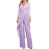 Botong Madre della Sposa Pantaloni Suit Set 2 PC Chiffon & Pizzo Abito Ospite di Nozze ith Strass 3/4 Maniche