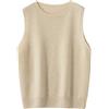 Vsadsau Knitwears Gilet Maglione Donna 100% Lana Merino Maglieria Lavorata a Maglia Senza Maniche Girocollo Pullover Maglione, Beige, L