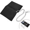 YWKJDDM Portafoglio sottile da uomo, con chiusura a clip a catena, in tessuto, per viaggi, sport, adolescenti, ragazzi, uomini, (nero), Nero , 12 x 8 x 1 cm