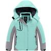 Wantdo Montagna Giacca Sci Bambina Impermeabile Giubbotto | 10000mm Impermeabile, Traspirante, Antivento, Fodera in pile, Cappuccio rimovibile, 3 Tasche con zip, Snowboard, Sci &Outdoor