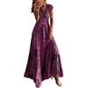 Peuignao Vestito Lungo Donna Abito Lungo Donna Estivo Elegante Vestiti da Donna Abiti Lunghi Estivi Donna Eleganti Maxi Abito Svasato Bohemien Casual Vestito Floreale Boho Spiaggia Donna Manica Corta Violet XL