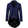 Generic 2025 Giacca Coda Da Pio Uomo Vintage- Cappotto Rinascimento Manica Lunga Tinta unita Slim Medievale Con Bottoni Giacche Moda Steampunk Casual Corte Cosplay Halloween Carnevale Costume, Marina, L