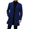 Generisch Cappotto lungo da uomo, trench coat invernale, slim fit, invernale, colletto tacca da uomo, monopetto, business, overcoat, elegante cappotto invernale, trench, tinta unita, Blu marino, XL