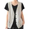 Generic Gilet da Donna in Cotone e Lino Casual Blazer senza Maniche Cardigan Giacca Leggera Gilet (Beige,L)