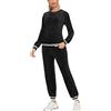 Enjoyoself Pigiami Due Pezzi in Velluto Tute Morbidi e Caldi per Invernale Regalo Natalizio Tuta Ginnastica Completi per Casa-Nero/S