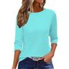 Minetom Maglietta da donna a maniche a 3/4, estiva, basic top, casual, scollo rotondo
