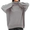 Generic Maglioni da donna alla moda maglioni a collo a polo autunno inverno caldo maglione collo alto oversize maglione a maniche lunghe pullover maglioni elegante collo alto maglieria, Grigio, S