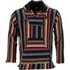 LOUDelephant Baja - Felpa con cappuccio unisex, in tela di cotone, stile bohémien, hippie, con cerniera e tasche a marsupio, stile etnico, fatta a mano, foderata in pile, Nero e rosso, L